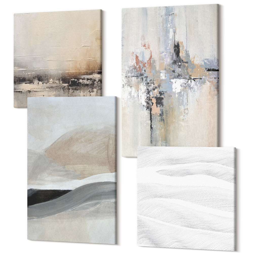 Négy részes vászonkép szett Absztrakt minták semleges föld tónusokkal