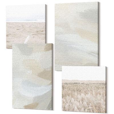 Négy részes vászonkép Absztrakt világos háttér finom ecsetvonásokkal