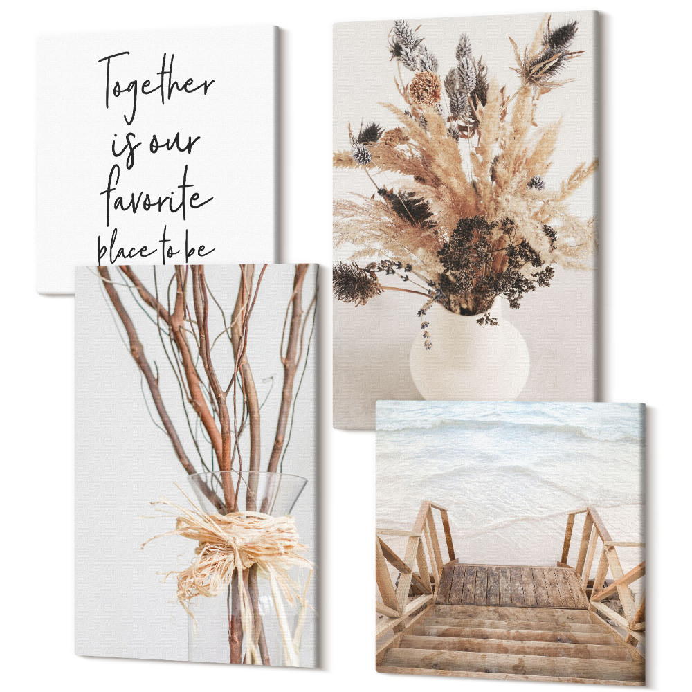 Négy részes vászonkép Virágok és ágak minimalista természet stílusban