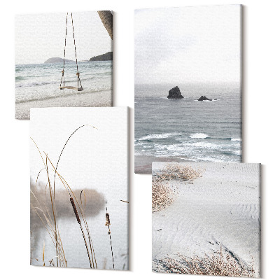 Négy részes vászonkép szett Vízi növényzet finom nyári kilátással