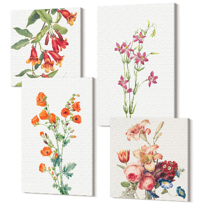 Négy részes vászonkép Vintage retro virágfestmény