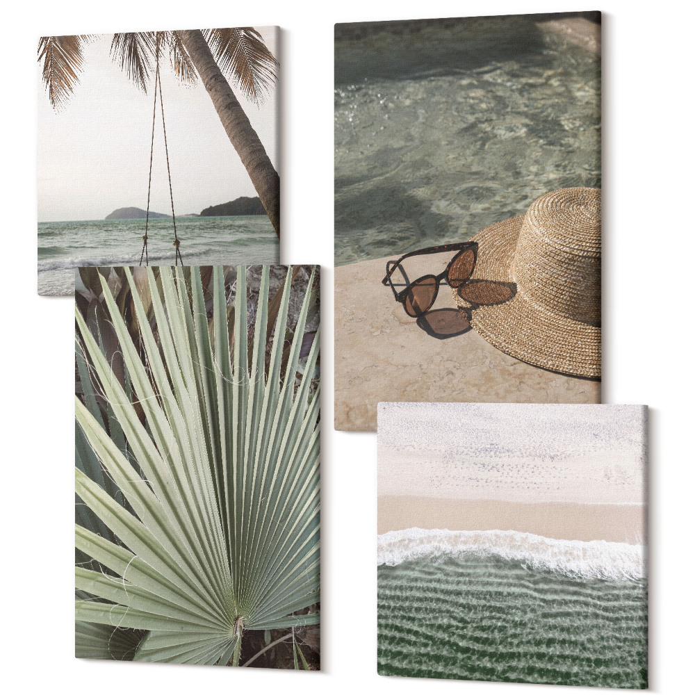 Négy részes vászonkép Pálmalevél hinta tengerparti nyaralás