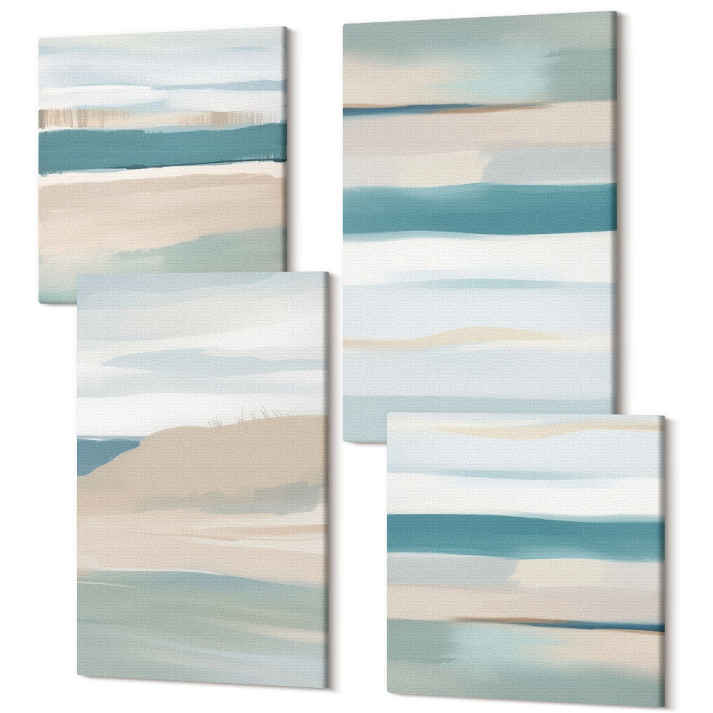 Négy részes vászonkép szett Absztrakt tájak kék és bézs árnyalataiban