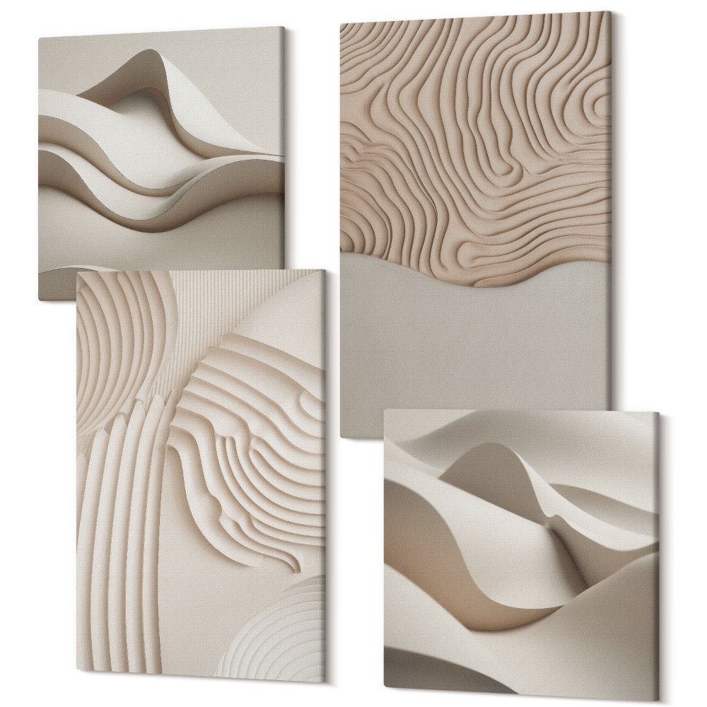 Négy részes vászonkép Absztrakt textúra minták hullámok a homokban