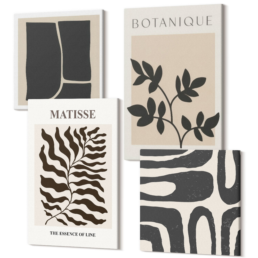 Négy részes vászonkép szett Minimalista poszterek növényi mintákkal és absztraktokkal