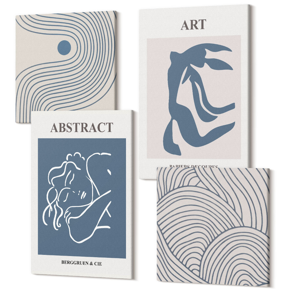 Négy részes vászonkép szett Absztrakt dekoratív vonalak hullám formák poszter