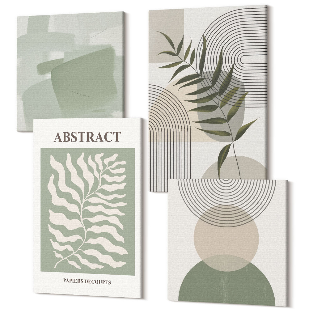 Négy részes vászonkép szett Botanikai absztrakt rusztikus boho stílus