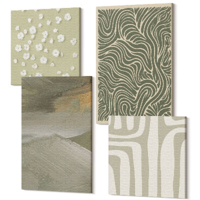 Négy részes vászonkép Hullámos és absztrakt minták boho virágokkal