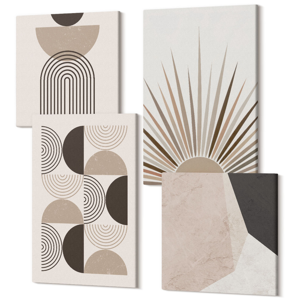 Négy részes vászonkép szett Absztrakt formák bézs és barna árnyalataiban