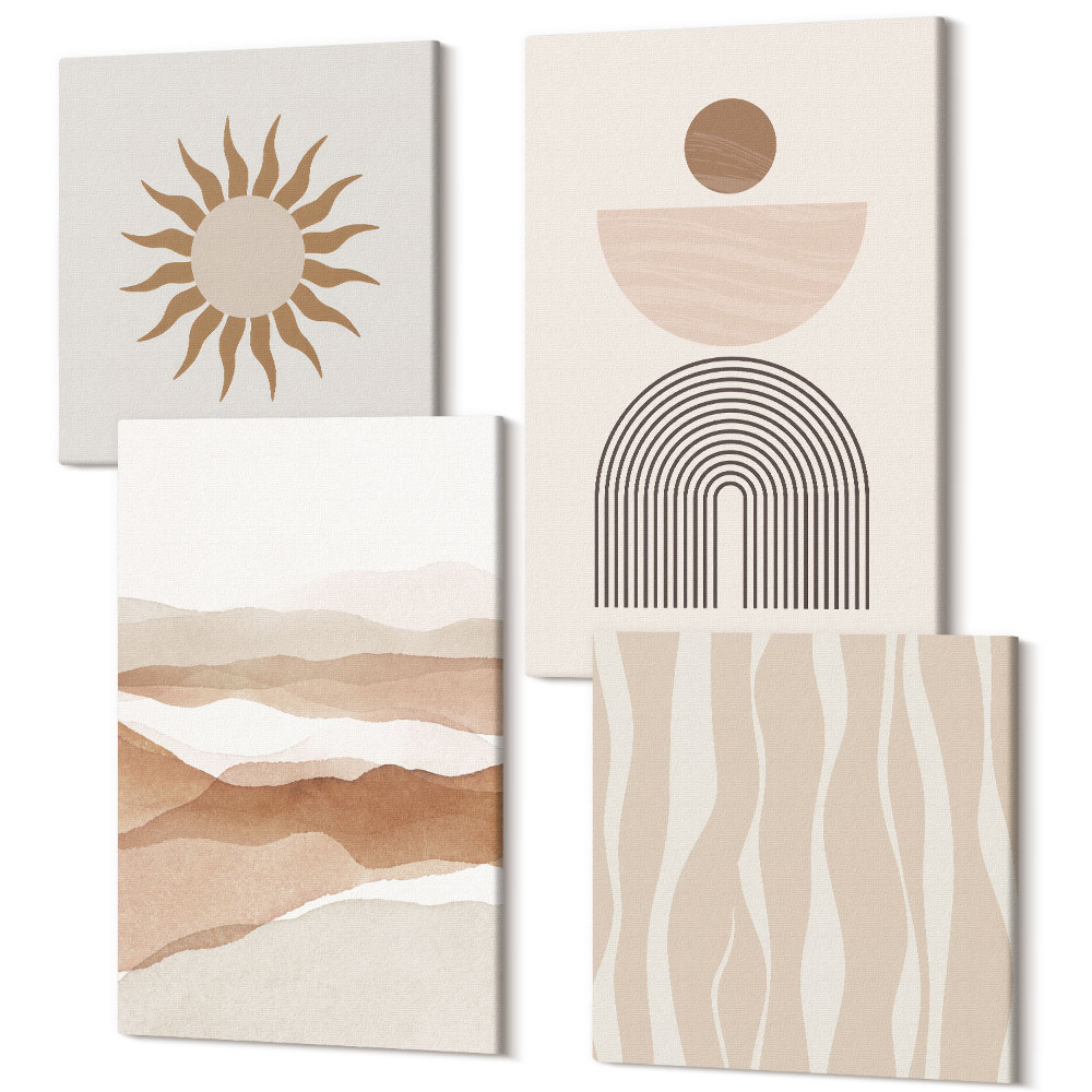 Négy részes vászonkép Absztrakt táj, természetes formák és geometria