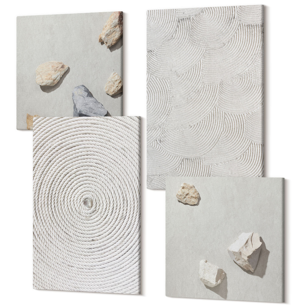 Négy részes vászonkép szett Geometrikus karton és kövek homok modern minták