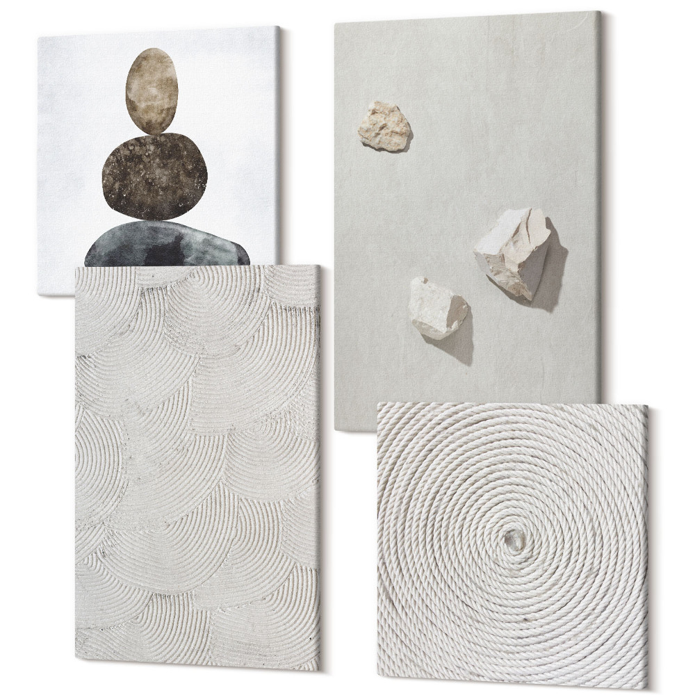 Négy részes vászonkép Homok, kövek és modern festék textúrák