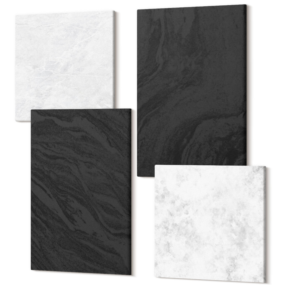 Négy részes vászonkép Sötét és világos márványok, elegáns textúrák, elbűvölő stílusban