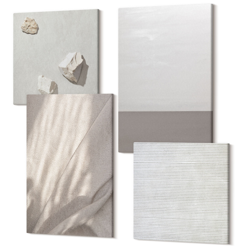 Négy részes vászonkép szett Finom természetes textúrák boho stílusban