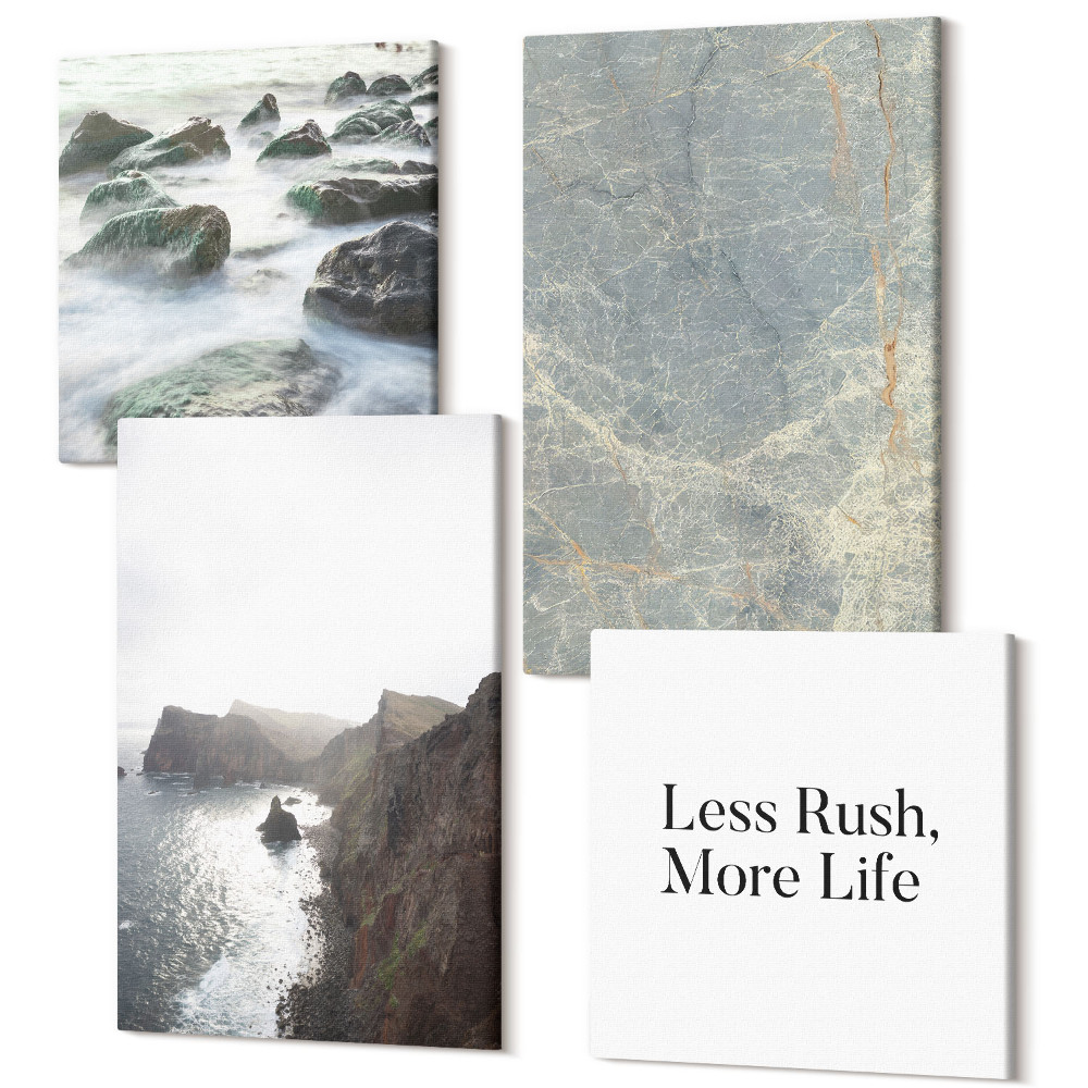 Négy részes vászonkép szett Zöld márvány felirat és melankolikus kilátás