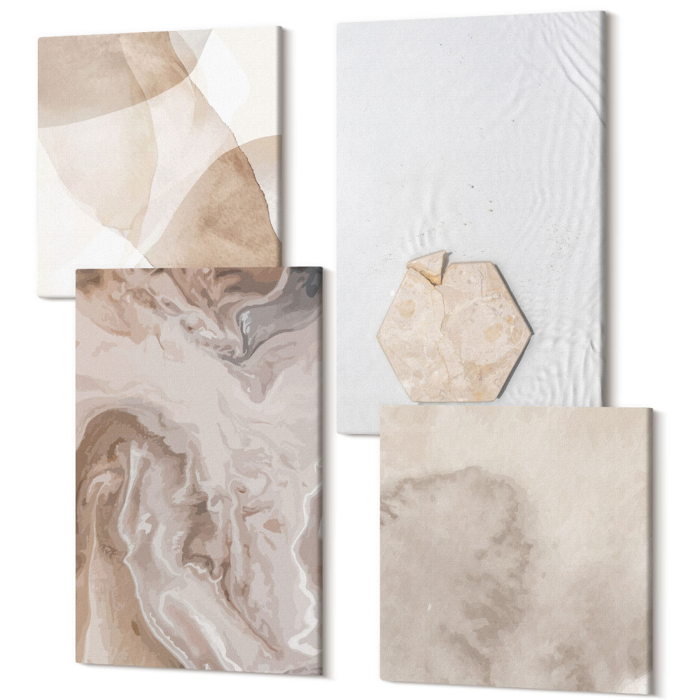 Négy részes vászonkép Tervezői absztrakció, amelyet a természet ihletett