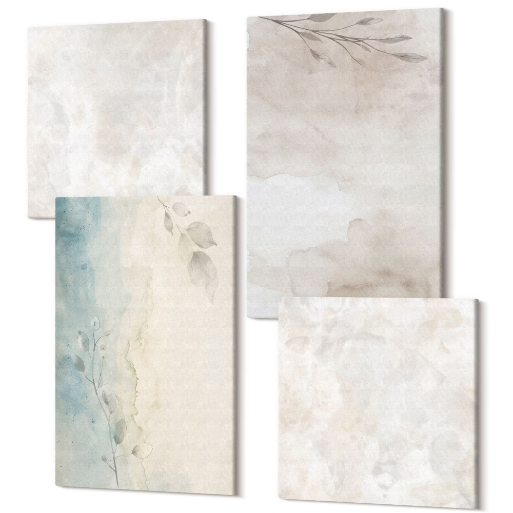 Négy részes vászonkép szett Finom akvarell festői textúra