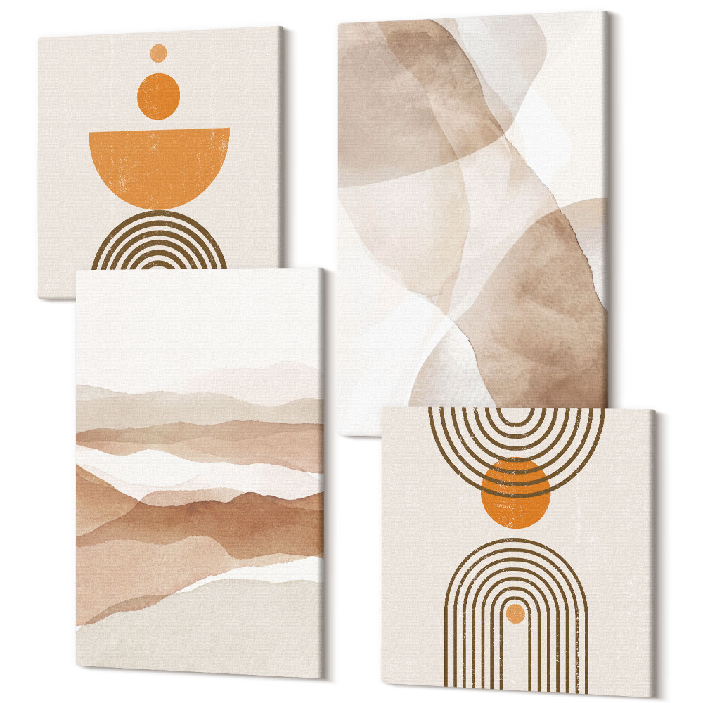 Négy részes vászonkép szett Struktúrák a minimalizmus különböző árnyalataiban