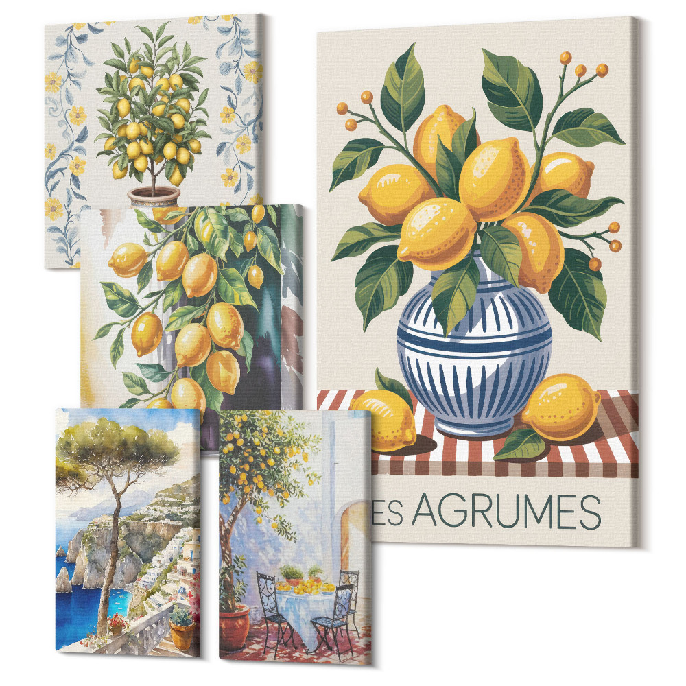 Öt részes vászonkép szett Citrus inspiráció mediterrán stílusban