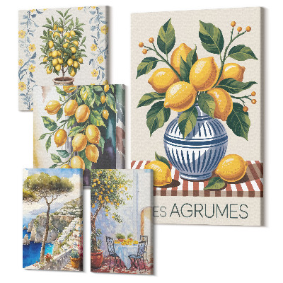Öt részes vászonkép szett Citrus inspiráció mediterrán stílusban