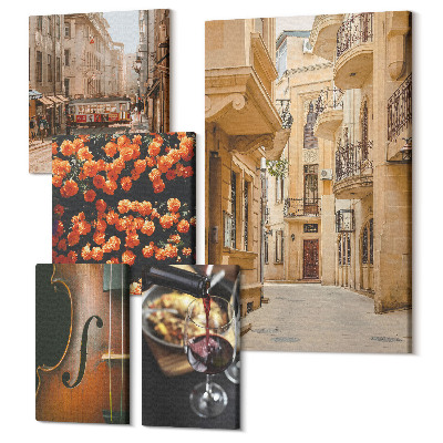 Öt részes vászonkép Bájos utcák és ízletes pillanatok a városban