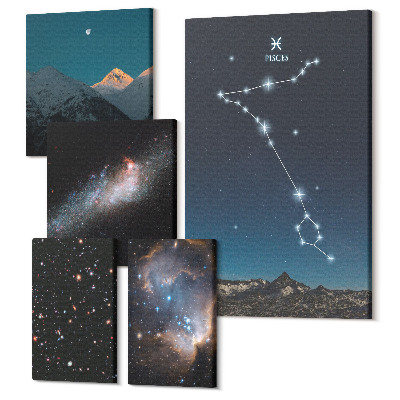 Öt részes vászonkép Űrtájak és csillagképek modern stílusban