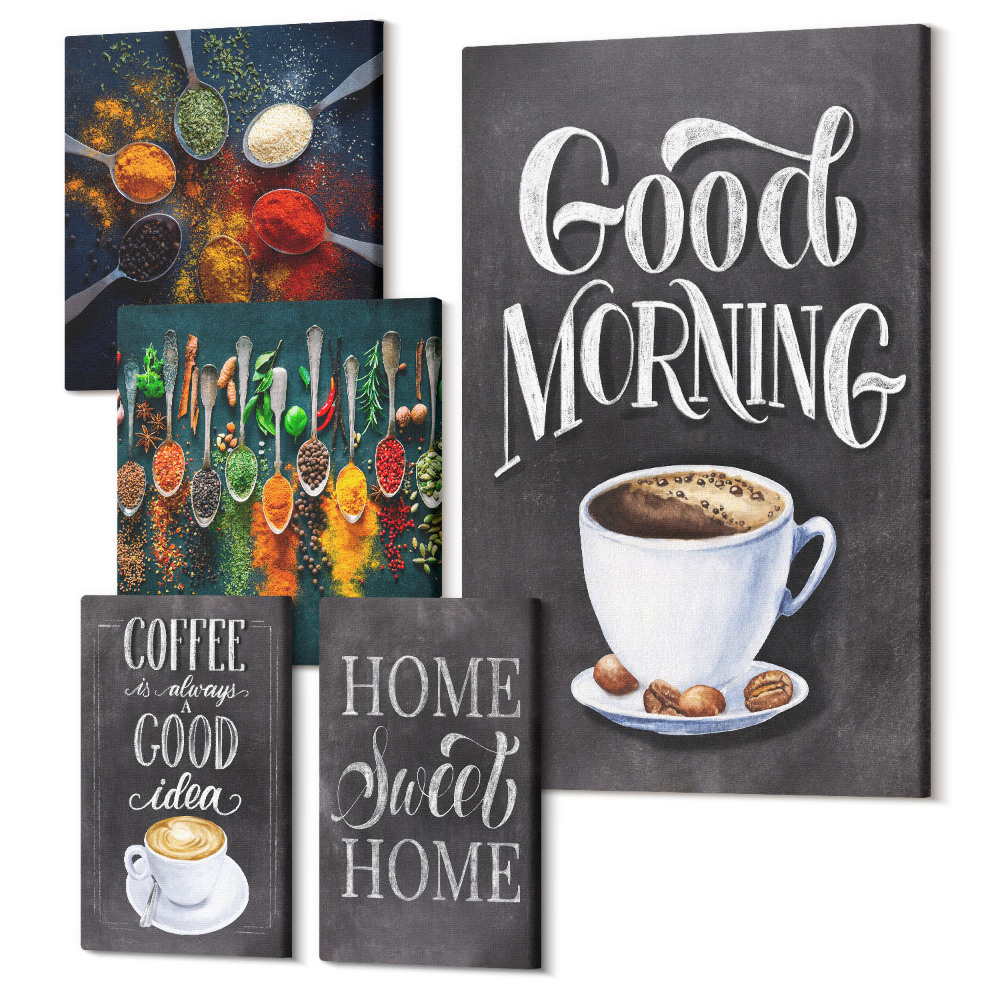 Öt részes vászonkép szett Kávéihletek az aromás italok szerelmeseinek