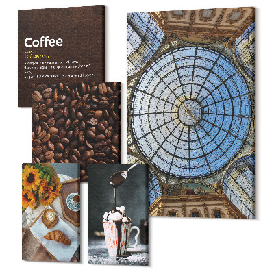 Öt részes vászonkép Kávé és édességek rusztikus és modern stílusban