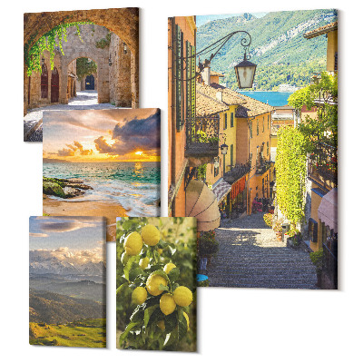 Öt részes vászonkép szett Bájos utcák és festői természeti tájak