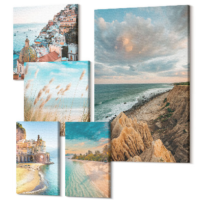 Vászonkép ötrészes Tengerparti tájak és a világ festői strandjai