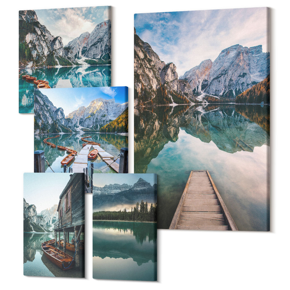 Öt részes vászonkép szett Hegyi tavak és festői kilátás a természetre