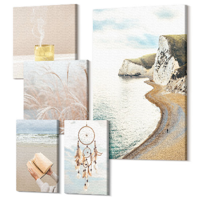 Vászonkép ötrészes Pihentető természeti témák könyvekkel és álmokkal