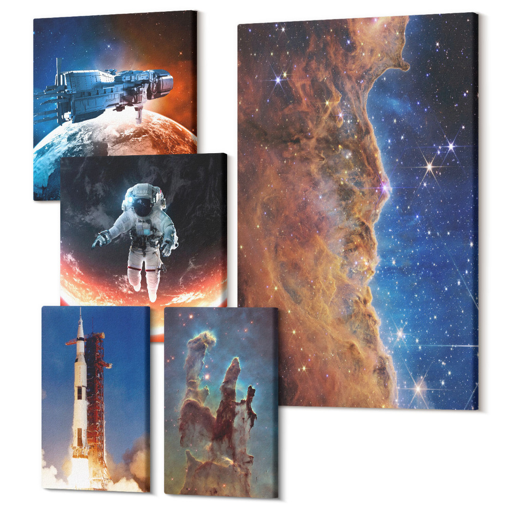 Öt részes vászonkép szett Űrutazás az univerzum és a galaxisok felfedezése