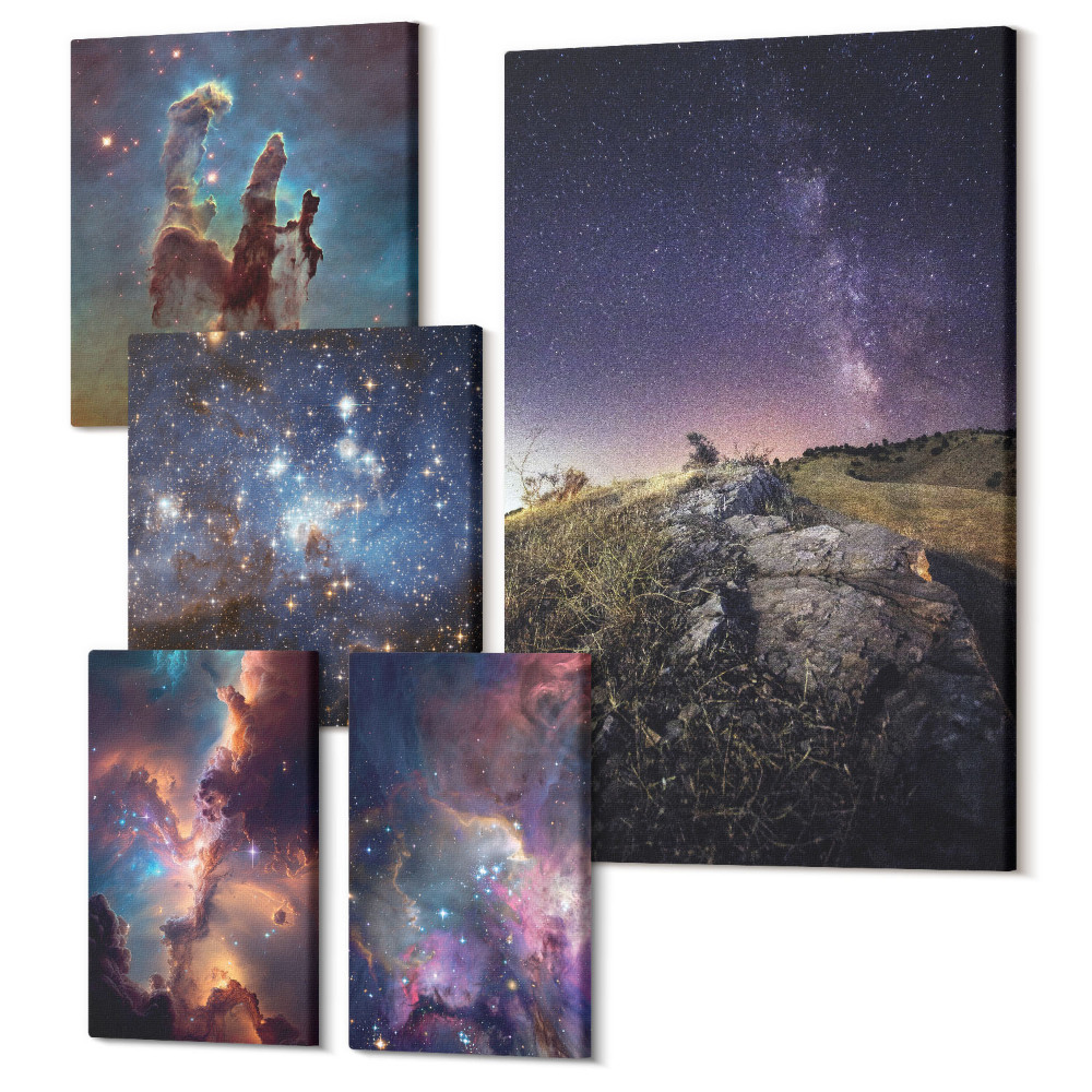 Öt részes vászonkép szett Galaxisok és csillagászati ​​jelenségek kozmikus tájai