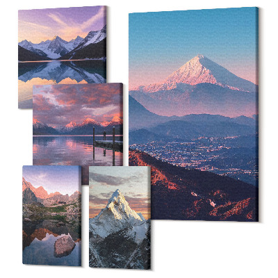 Öt részes vászonkép Hegyi tájak, kilátással a festői csúcsokra