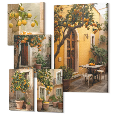 Vászonkép ötrészes Citrusfélék a kert bájos sarkaiban