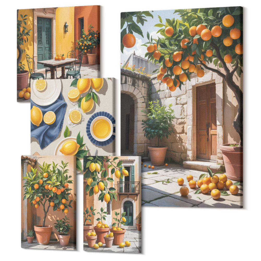 Öt részes vászonkép Citrusfélék napos kertekben és teraszokon