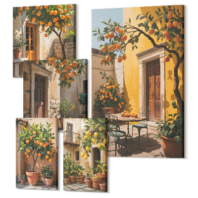 Vászonkép ötrészes Citrusfélék napos kertekben és teraszokon
