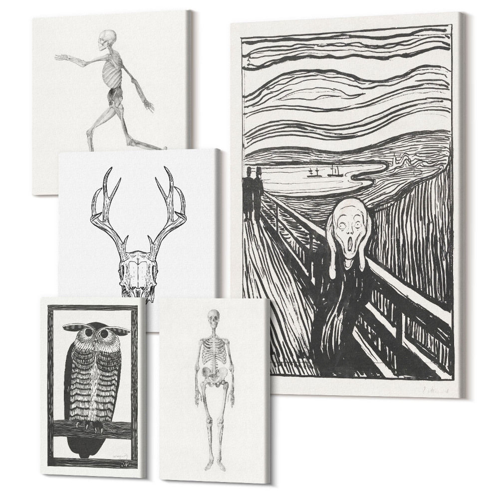 Vászonkép ötrészes Szürrealista művészet természet és ember motívumaival