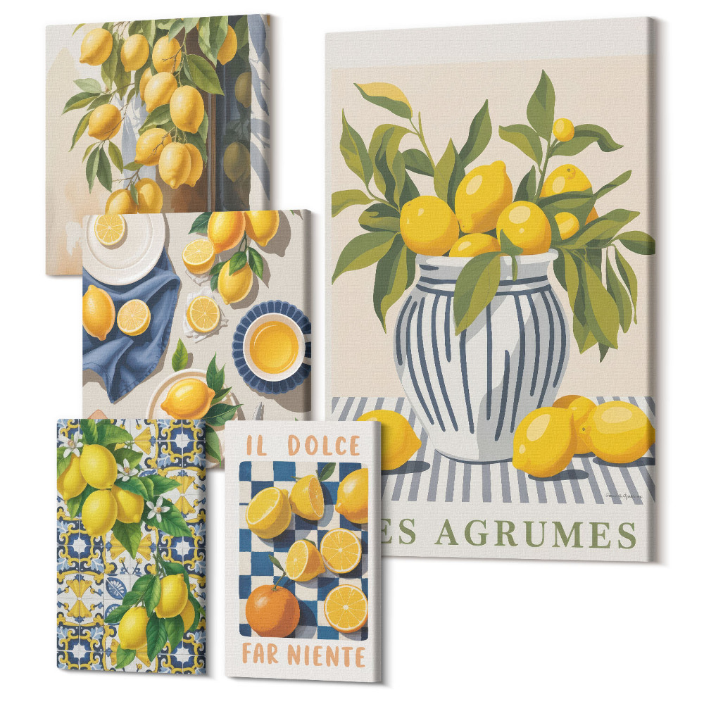 Vászonkép ötrészes Citrus inspirációk a provence-i stílusú fali dekorációkban