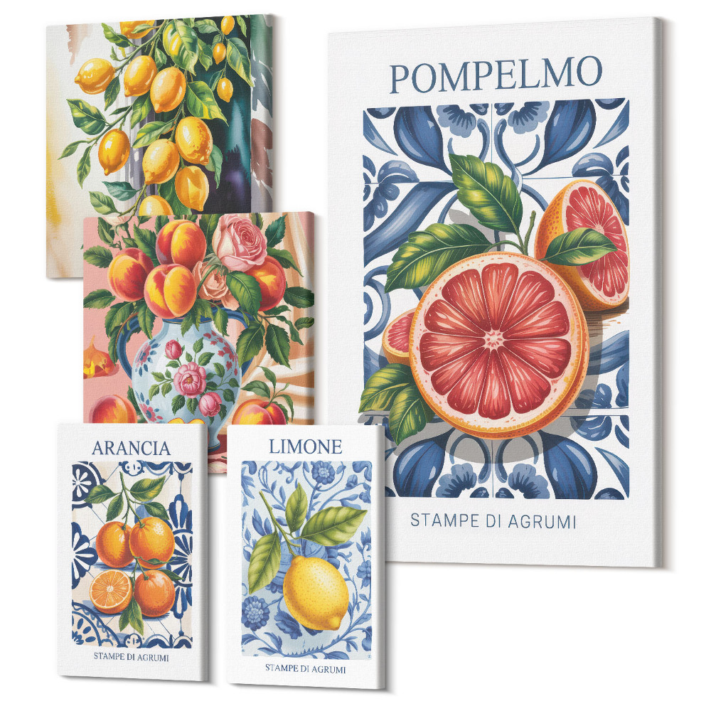 Öt részes vászonkép Napos akcentusok citrusfélékkel, vintage stílusban