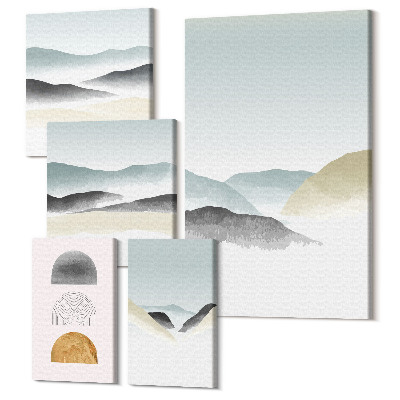 Vászonkép ötrészes Absztrakt tájak a természet finom árnyalataiban