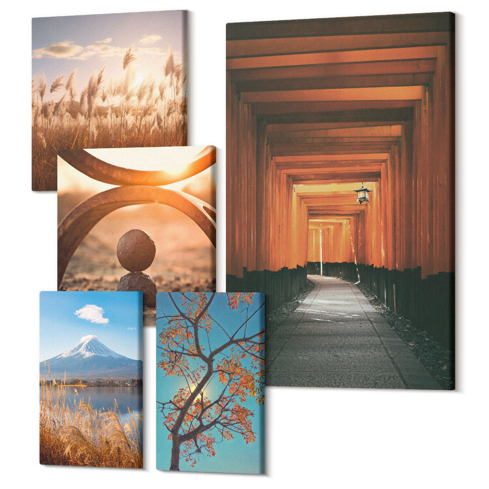 Öt részes vászonkép szett Nyugodt természeti tájak zen motívumokkal és harmóniával