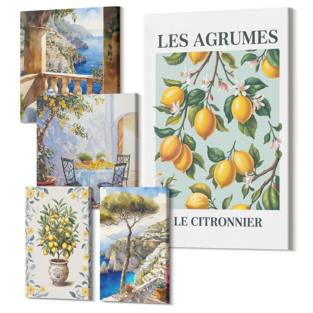 Öt részes vászonkép Citrus inspirációk provence-i és mediterrán stílusban
