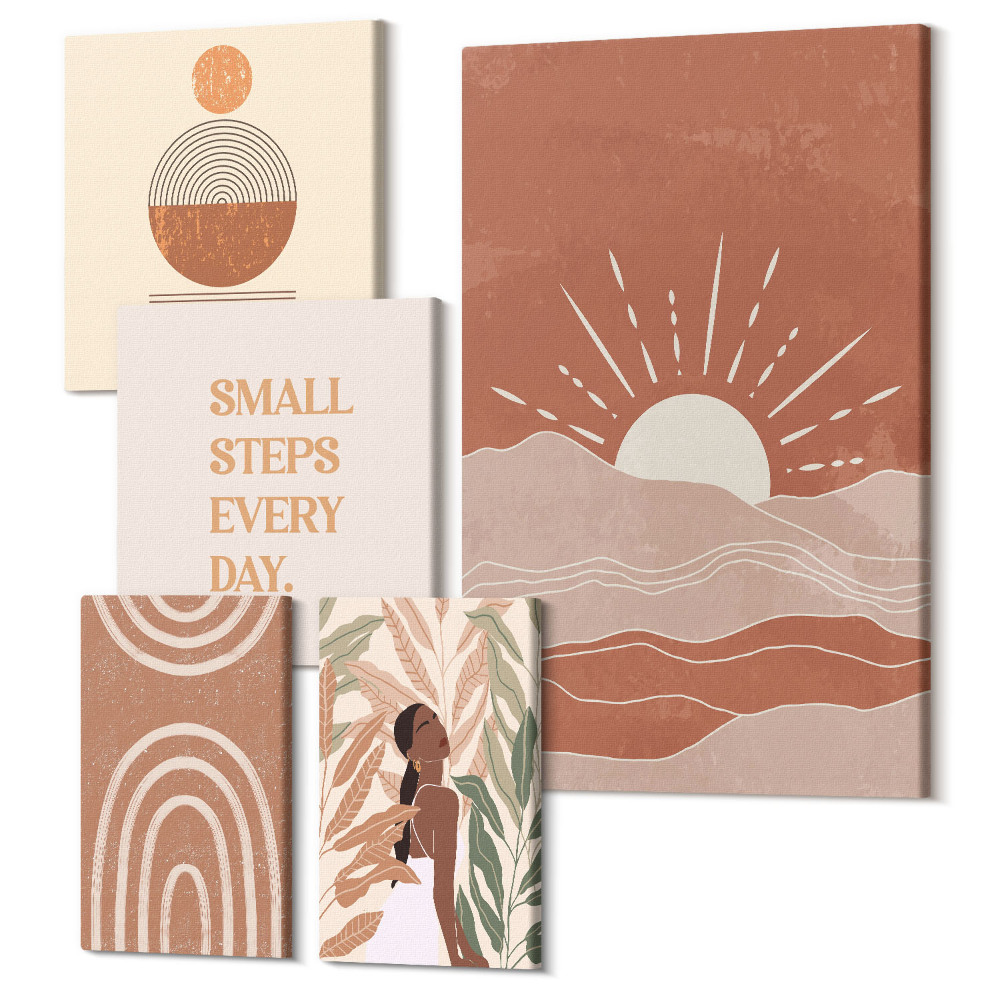 Öt részes vászonkép A természet és a pozitív szlogenek ihlette Boho stílus