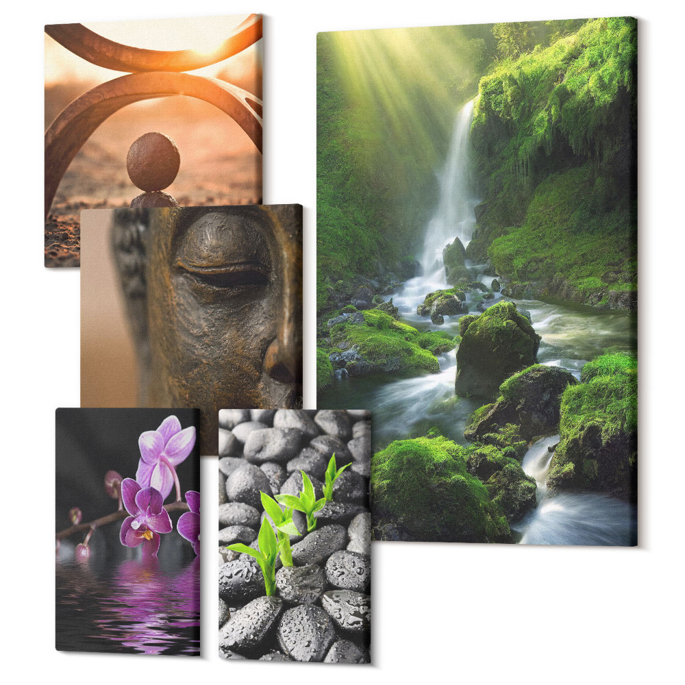 Vászonkép ötrészes A természet és a béke harmóniája minimalista stílusban