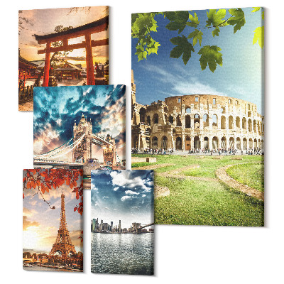 Öt részes vászonkép Építészeti ikonok a világ minden tájáról