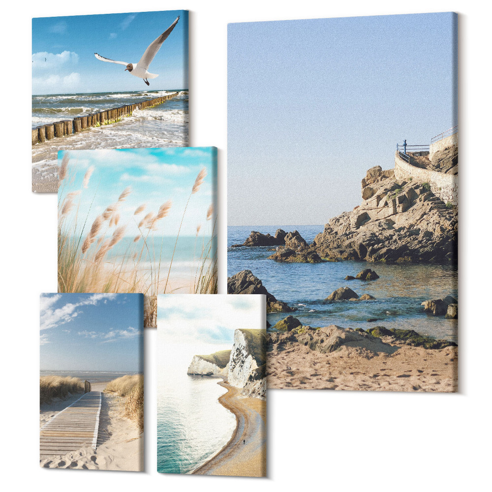 Öt részes vászonkép szett Tengerparti tájak strandokkal és nyugodt vizekkel