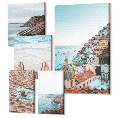 Öt részes vászonkép Olasz tengerparti városok és pihentető strandok