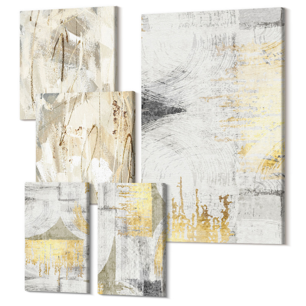 Öt részes vászonkép szett Stílusos absztrakt kompozíciók geometrikus mintákkal